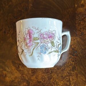 Mustache Guard Ceramic Mug with Pink and Blue Flowers
